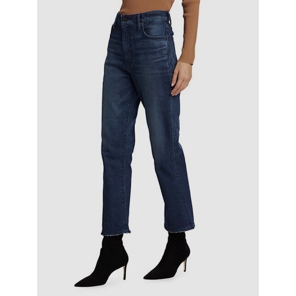 Moussy Vintage Emma High Rise Cropped Flare Jeans Dark Wash Made in Japan 24
